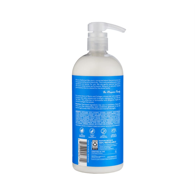 Renpure Plant Based Biotin and Collagen Thickening Volume Conditioner - Leaves Hair Looking Luscious - Gentle Formula - Dye, Cruelty and Paraben Free - Recyclable, Pump Bottle Design - 24 fl oz - Image 2
